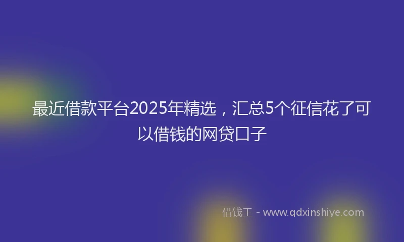 最近借款平台2025年精选，汇总5个征信花了可以借钱的网贷口子