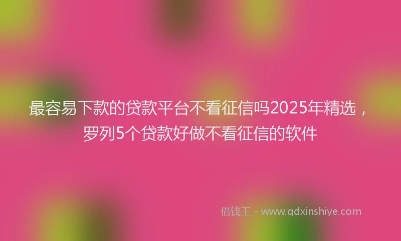 最容易下款的贷款平台不看征信吗2025年精选，罗列5个贷款好做不看征信的软件