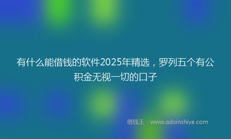 有什么能借钱的软件2025年精选，罗列五个有公积金无视一切的口子
