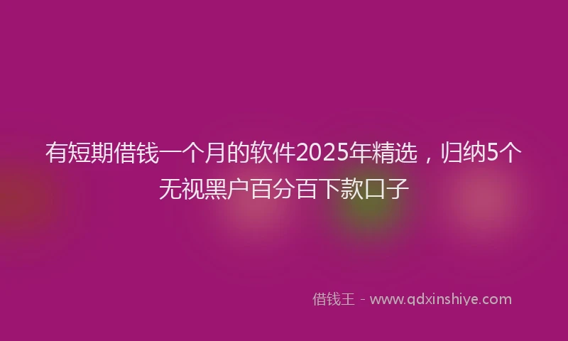 有短期借钱一个月的软件2025年精选，归纳5个无视黑户百分百下款口子