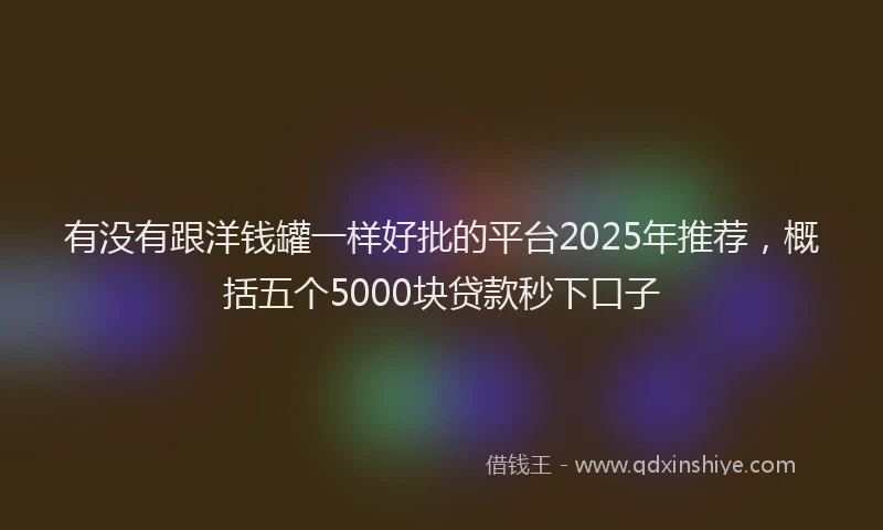 有没有跟洋钱罐一样好批的平台2025年推荐，概括五个5000块贷款秒下口子