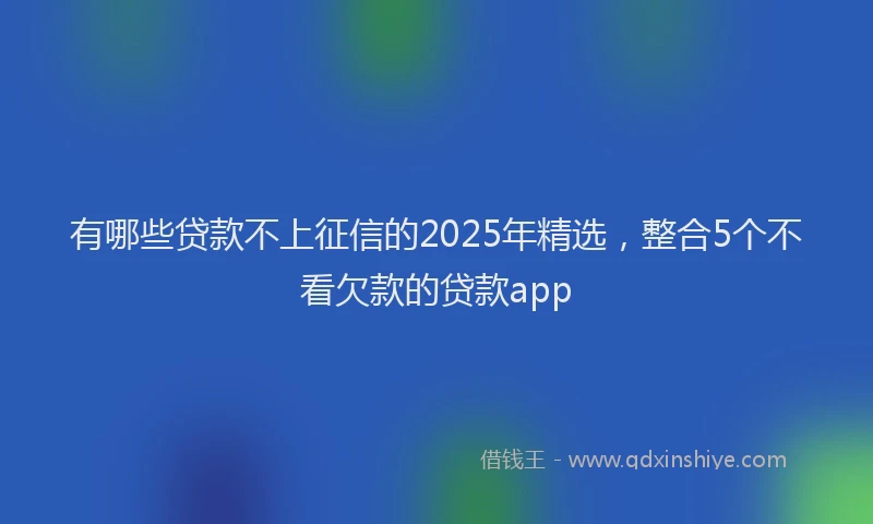 有哪些贷款不上征信的2025年精选，整合5个不看欠款的贷款app