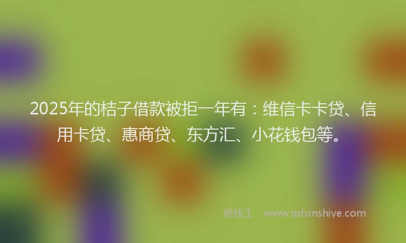 2025年的桔子借款被拒一年有：维信卡卡贷、信用卡贷、惠商贷、东方汇、小花钱包等。