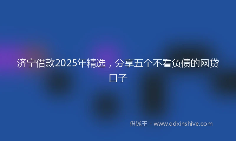 济宁借款2025年精选，分享五个不看负债的网贷口子