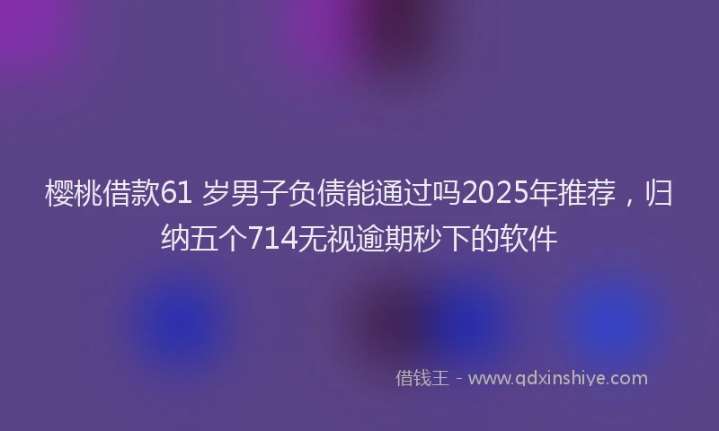 樱桃借款61 岁男子负债能通过吗2025年推荐，归纳五个714无视逾期秒下的软件