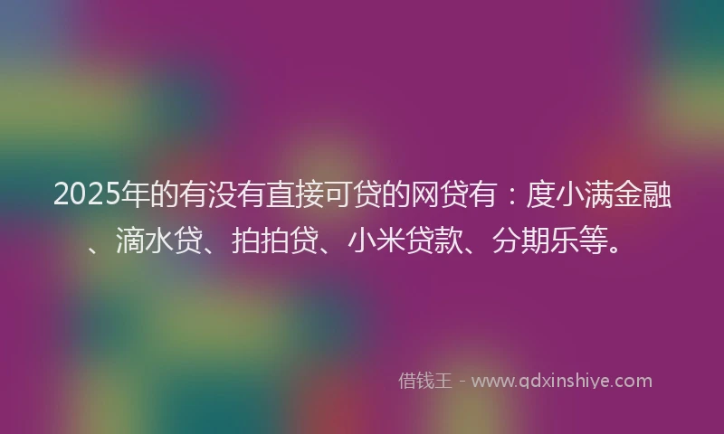 2025年的有没有直接可贷的网贷有：度小满金融、滴水贷、拍拍贷、小米贷款、分期乐等。