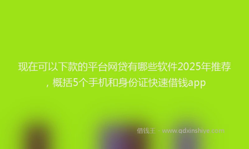 现在可以下款的平台网贷有哪些软件2025年推荐，概括5个手机和身份证快速借钱app