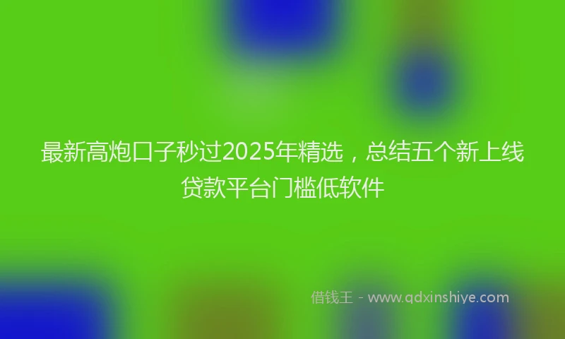 最新高炮口子秒过2025年精选，总结五个新上线贷款平台门槛低软件