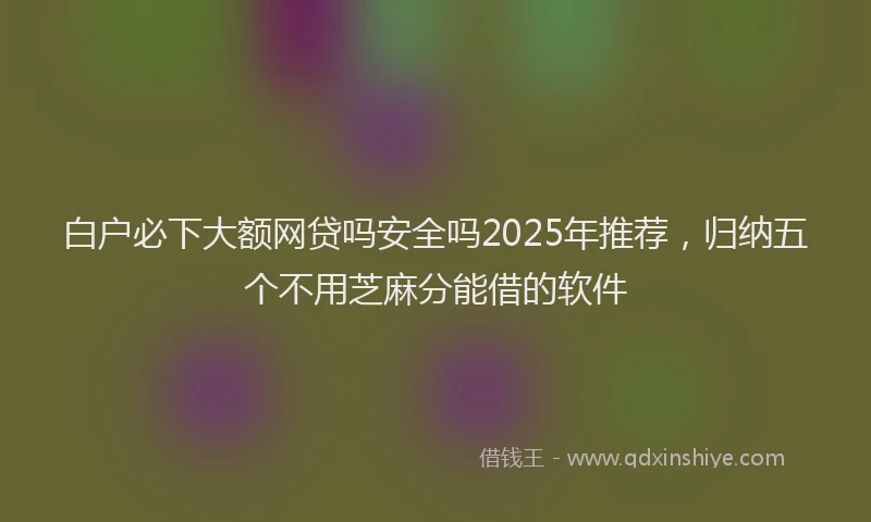 白户必下大额网贷吗安全吗2025年推荐，归纳五个不用芝麻分能借的软件