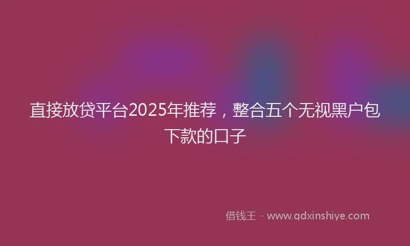 直接放贷平台2025年推荐，整合五个无视黑户包下款的口子