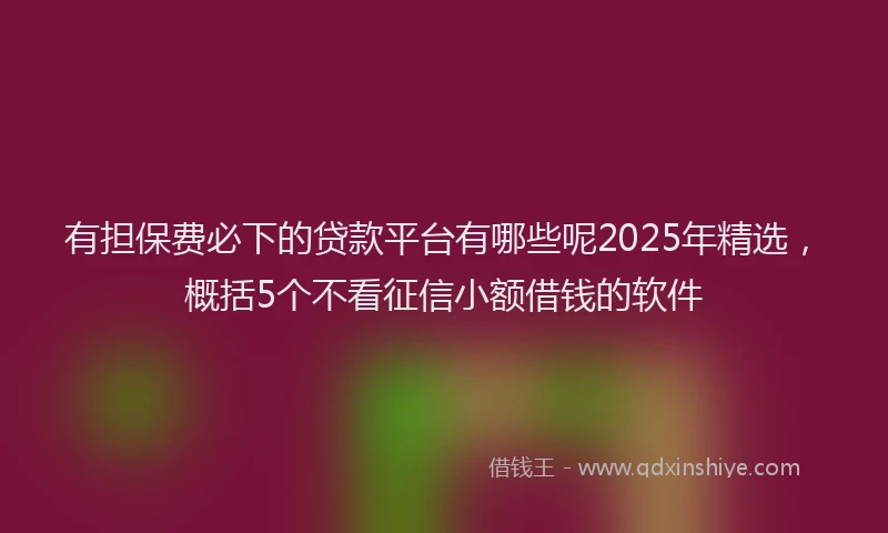 有担保费必下的贷款平台有哪些呢2025年精选，概括5个不看征信小额借钱的软件