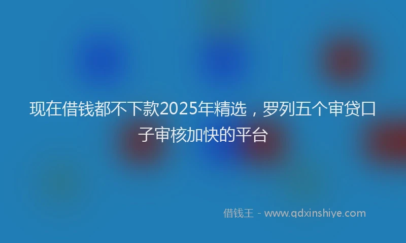 现在借钱都不下款2025年精选，罗列五个审贷口子审核加快的平台