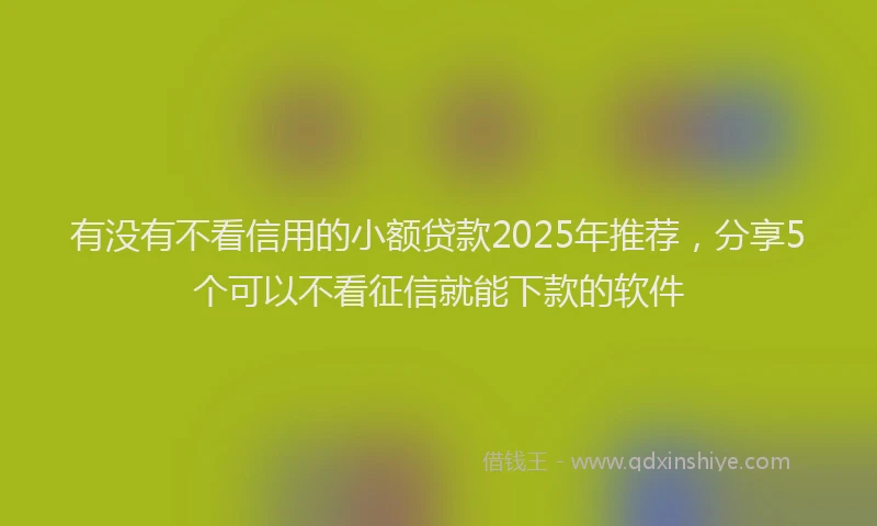 有没有不看信用的小额贷款2025年推荐，分享5个可以不看征信就能下款的软件