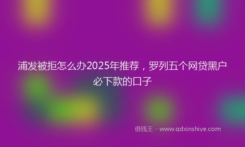 浦发被拒怎么办2025年推荐，罗列五个网贷黑户必下款的口子