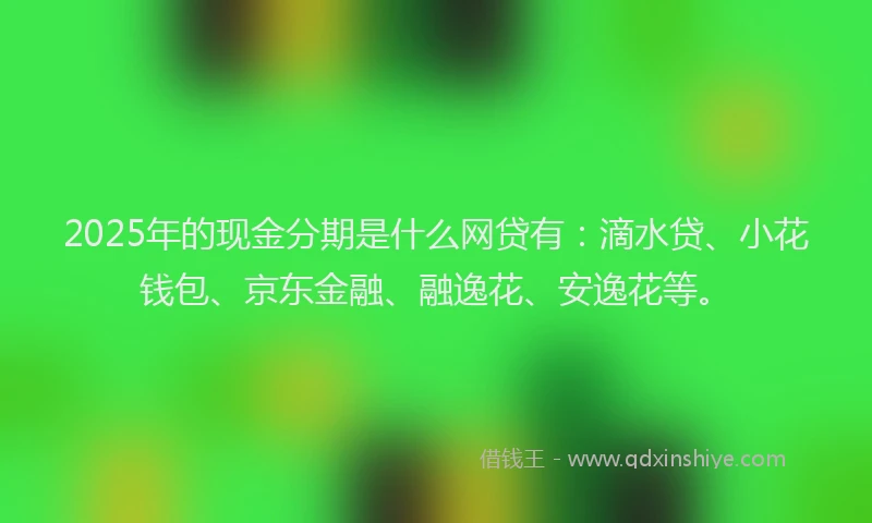 2025年的现金分期是什么网贷有：滴水贷、小花钱包、京东金融、融逸花、安逸花等。