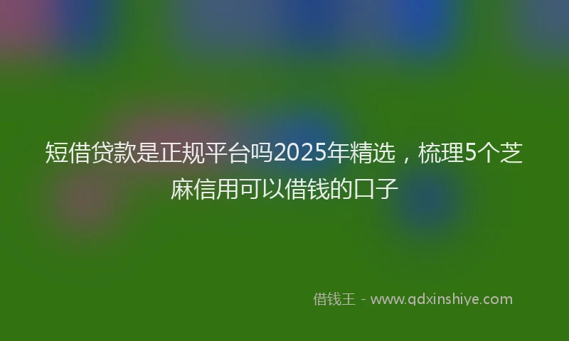 短借贷款是正规平台吗2025年精选，梳理5个芝麻信用可以借钱的口子