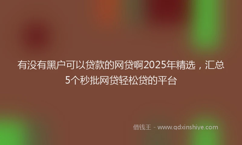 有没有黑户可以贷款的网贷啊2025年精选，汇总5个秒批网贷轻松贷的平台