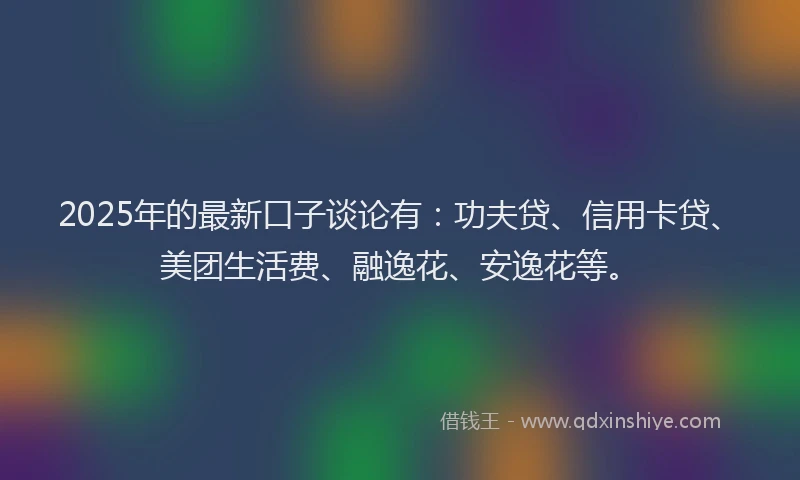 2025年的最新口子谈论有：功夫贷、信用卡贷、美团生活费、融逸花、安逸花等。