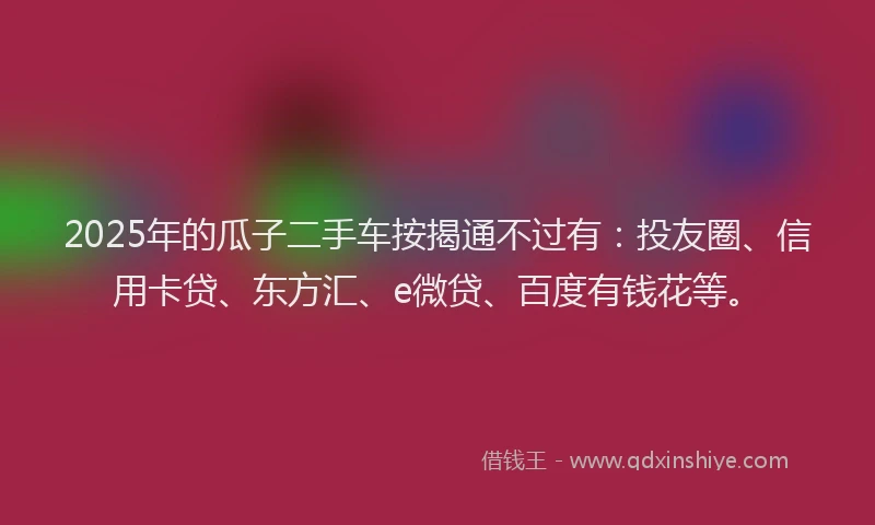 2025年的瓜子二手车按揭通不过有：投友圈、信用卡贷、东方汇、e微贷、百度有钱花等。