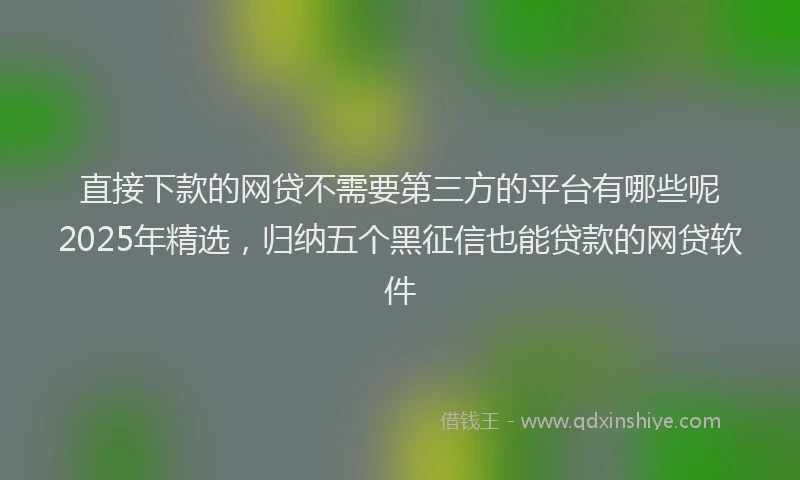 直接下款的网贷不需要第三方的平台有哪些呢2025年精选，归纳五个黑征信也能贷款的网贷软件