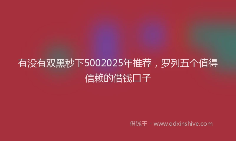 有没有双黑秒下5002025年推荐，罗列五个值得信赖的借钱口子