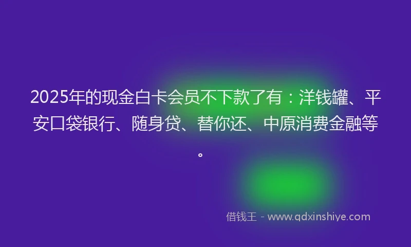 2025年的现金白卡会员不下款了有：洋钱罐、平安口袋银行、随身贷、替你还、中原消费金融等。