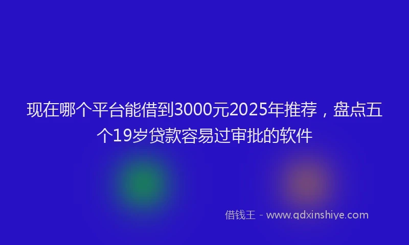 现在哪个平台能借到3000元2025年推荐，盘点五个19岁贷款容易过审批的软件