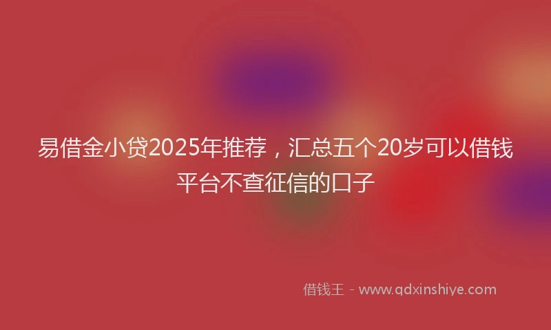 易借金小贷2025年推荐，汇总五个20岁可以借钱平台不查征信的口子
