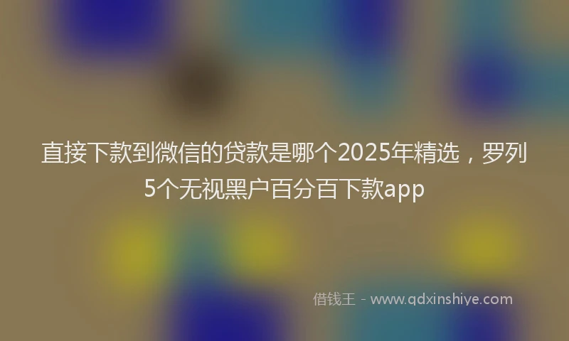 直接下款到微信的贷款是哪个2025年精选，罗列5个无视黑户百分百下款app