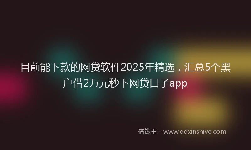 目前能下款的网贷软件2025年精选，汇总5个黑户借2万元秒下网贷口子app