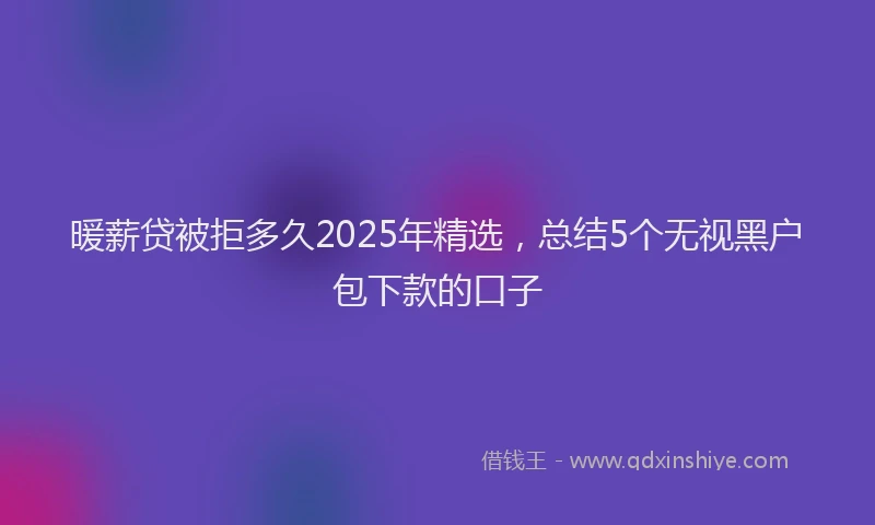 暖薪贷被拒多久2025年精选，总结5个无视黑户包下款的口子
