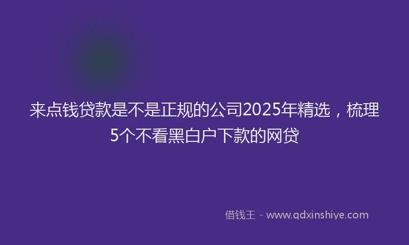 来点钱贷款是不是正规的公司2025年精选，梳理5个不看黑白户下款的网贷