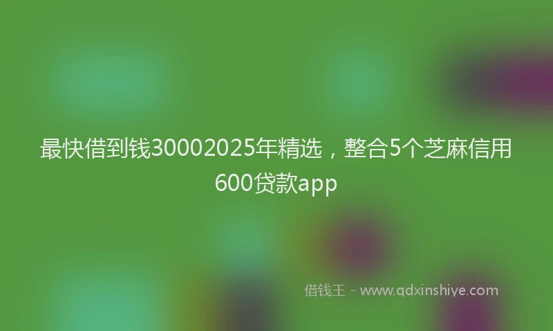 最快借到钱30002025年精选，整合5个芝麻信用600贷款app