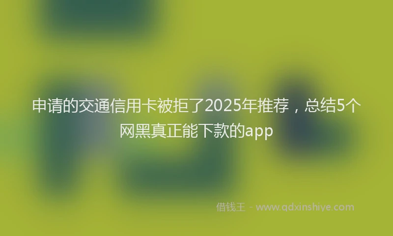 申请的交通信用卡被拒了2025年推荐，总结5个网黑真正能下款的app