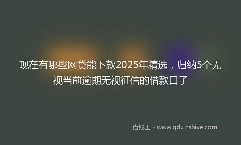 现在有哪些网贷能下款2025年精选，归纳5个无视当前逾期无视征信的借款口子