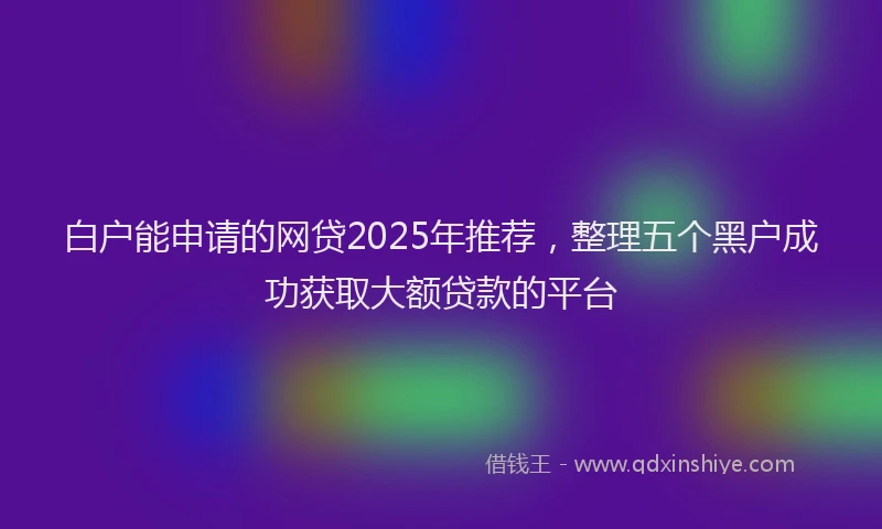 白户能申请的网贷2025年推荐，整理五个黑户成功获取大额贷款的平台