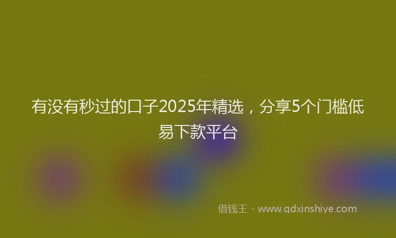 有没有秒过的口子2025年精选，分享5个门槛低易下款平台