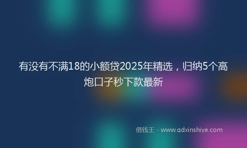 有没有不满18的小额贷2025年精选，归纳5个高炮口子秒下款最新