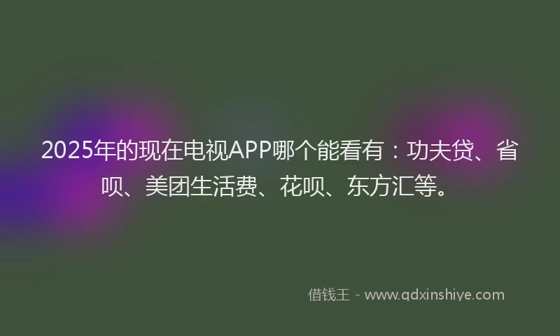 2025年的现在电视APP哪个能看有：功夫贷、省呗、美团生活费、花呗、东方汇等。