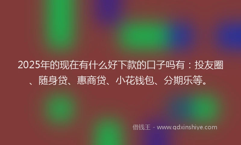 2025年的现在有什么好下款的口子吗有：投友圈、随身贷、惠商贷、小花钱包、分期乐等。