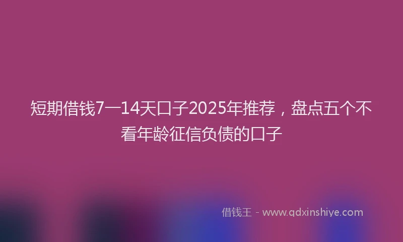 短期借钱7一14天口子2025年推荐，盘点五个不看年龄征信负债的口子