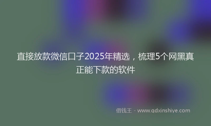 直接放款微信口子2025年精选，梳理5个网黑真正能下款的软件