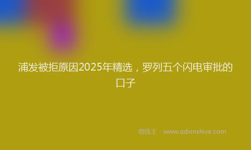 浦发被拒原因2025年精选，罗列五个闪电审批的口子