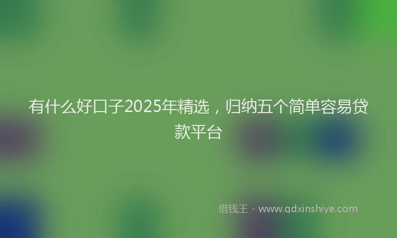 有什么好口子2025年精选，归纳五个简单容易贷款平台