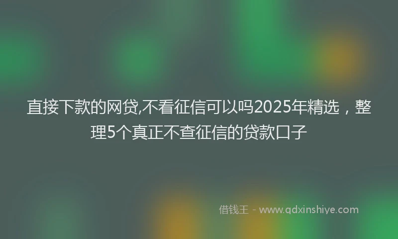 直接下款的网贷,不看征信可以吗2025年精选，整理5个真正不查征信的贷款口子