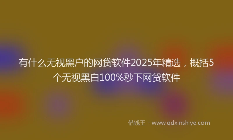 有什么无视黑户的网贷软件2025年精选，概括5个无视黑白100%秒下网贷软件