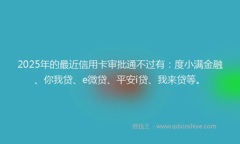 2025年的最近信用卡审批通不过有：度小满金融、你我贷、e微贷、平安i贷、我来贷等。