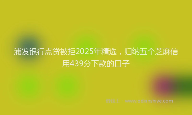 浦发银行点贷被拒2025年精选，归纳五个芝麻信用439分下款的口子