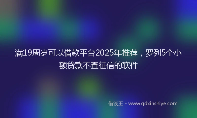 满19周岁可以借款平台2025年推荐，罗列5个小额贷款不查征信的软件