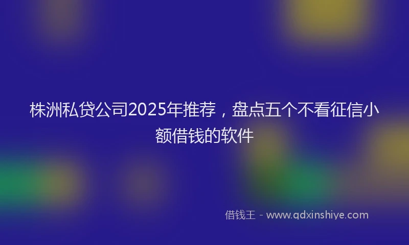 株洲私贷公司2025年推荐，盘点五个不看征信小额借钱的软件